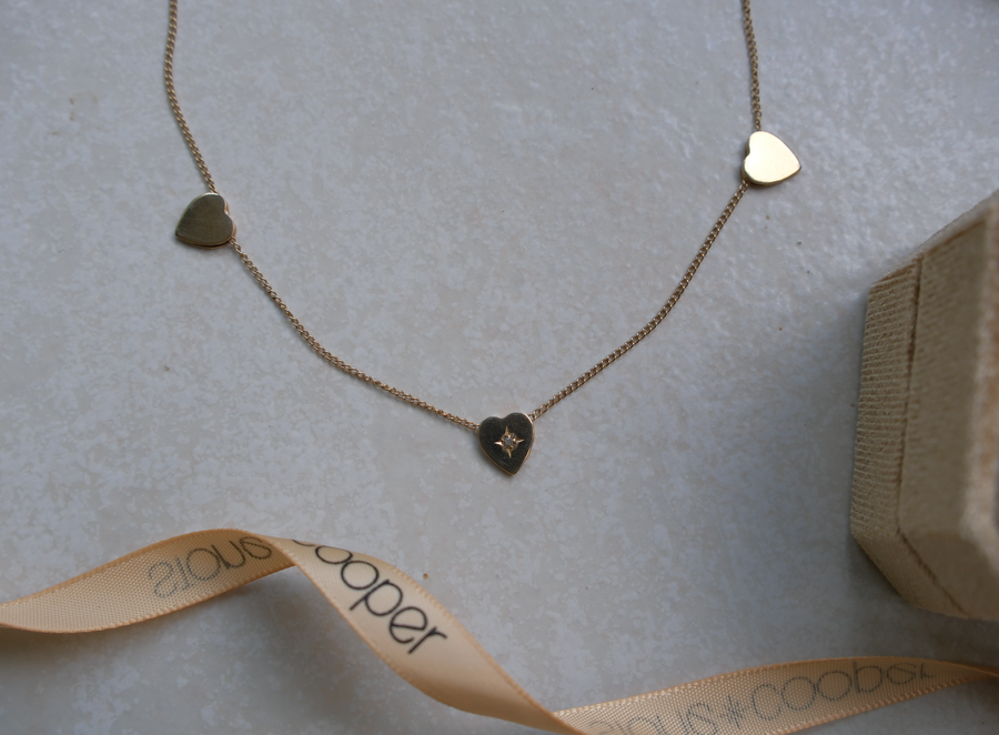 Whitney Gold-Filled Diamond Hearts Necklace