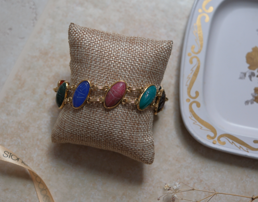 Moyra Double Gold-Filled Scarab Bracelet