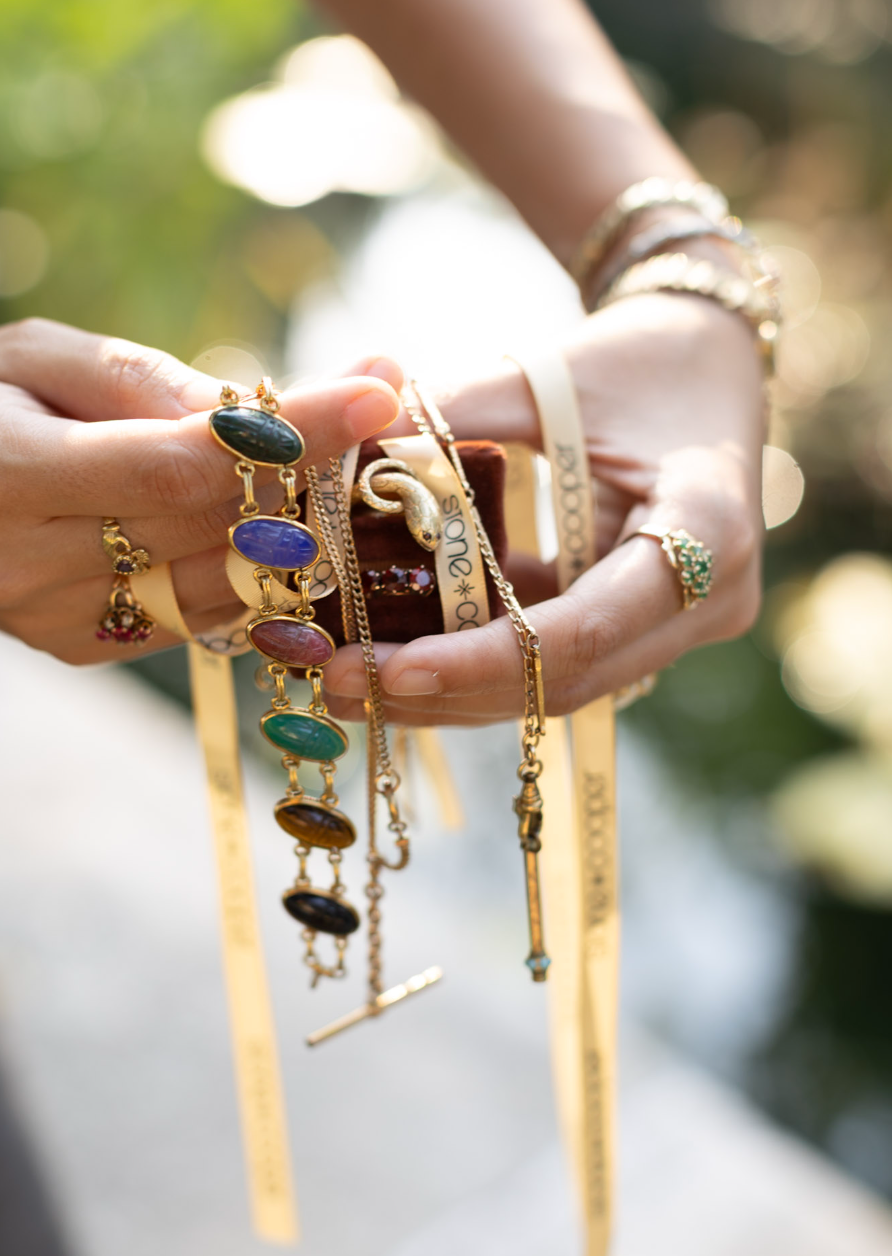 Moyra Double Gold-Filled Scarab Bracelet
