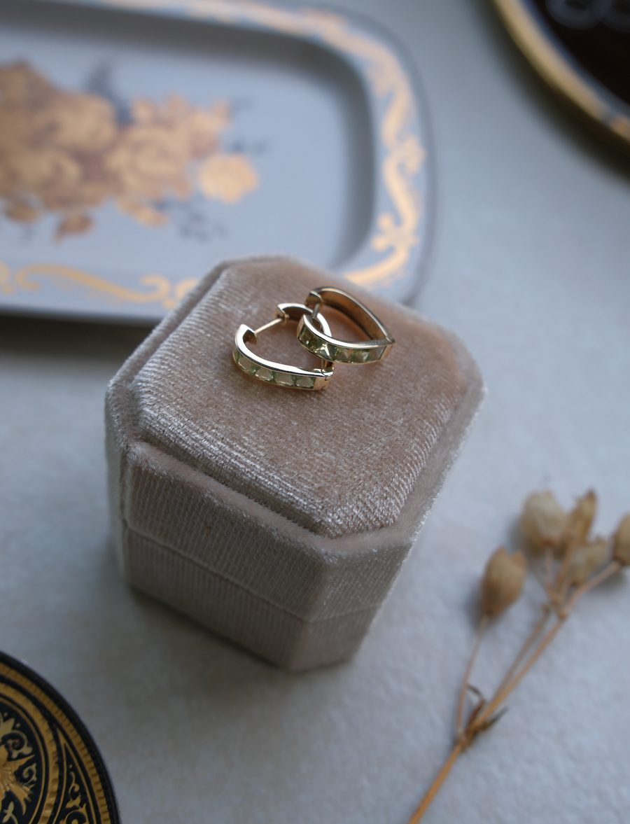 Peridot 14K Heart Huggies