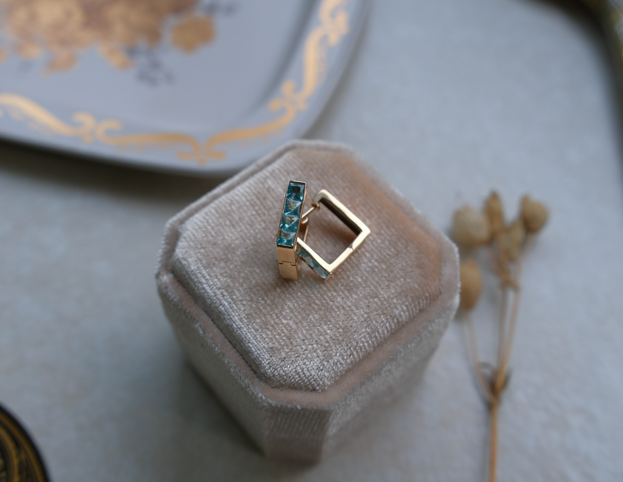Vintage 14K Topaz Huggies