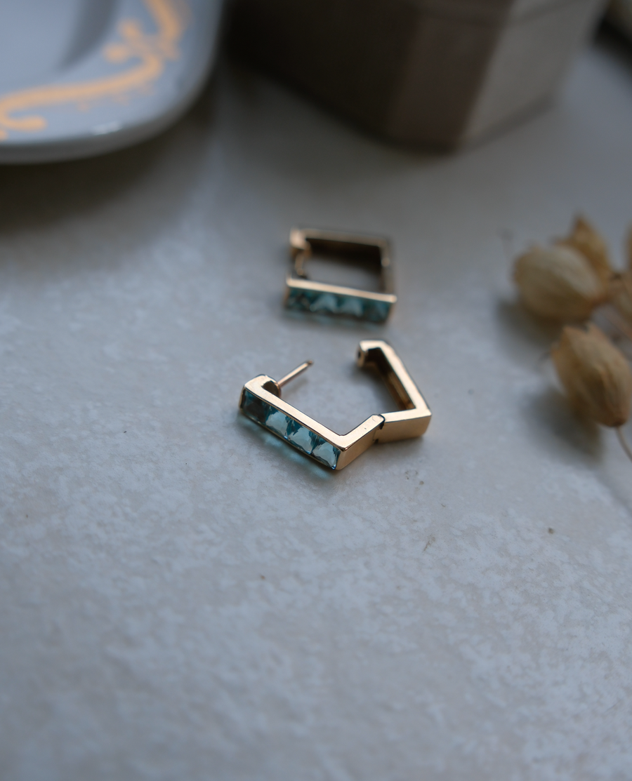 Vintage 14K Topaz Huggies