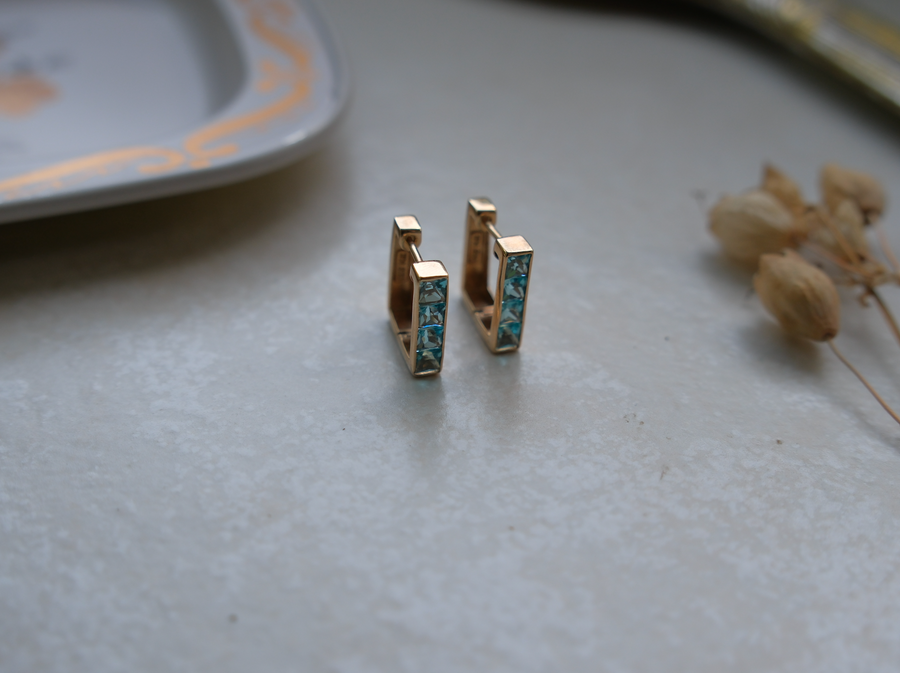 Vintage 14K Topaz Huggies
