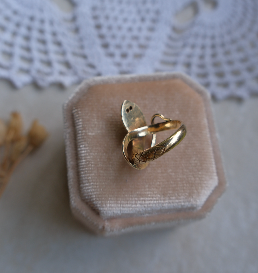 14K Snake Ring, Ruby Eyes (4.75)