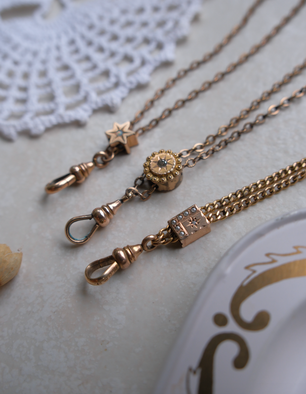 Dalia Pearl and Diamond Gold-Filled Lorgnette Chain