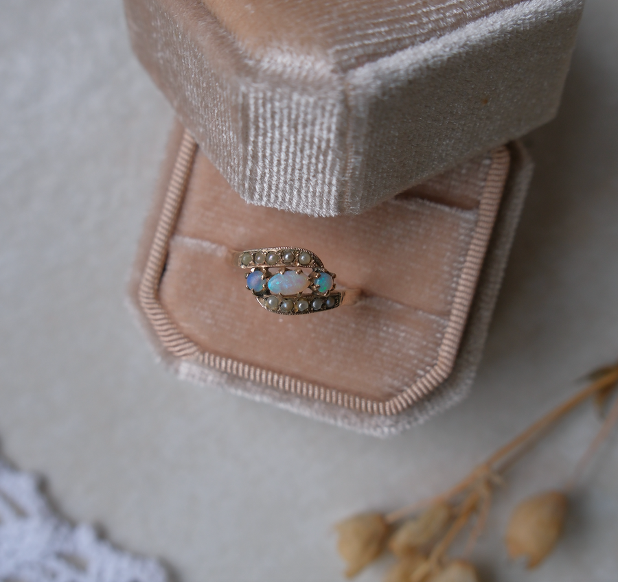 10K Victorian Opal, Seed Pearl Ring (7)