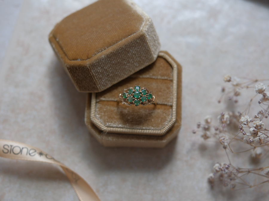10K Emerald Cluster Estate Ring (8)