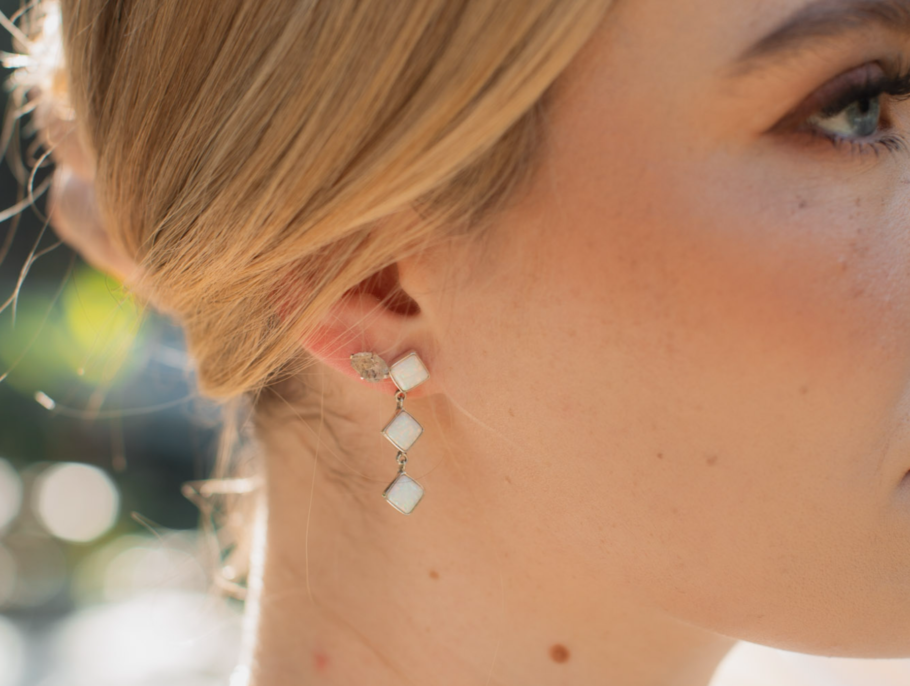 Genevieve Raw Studs - Herkimer Diamonds
