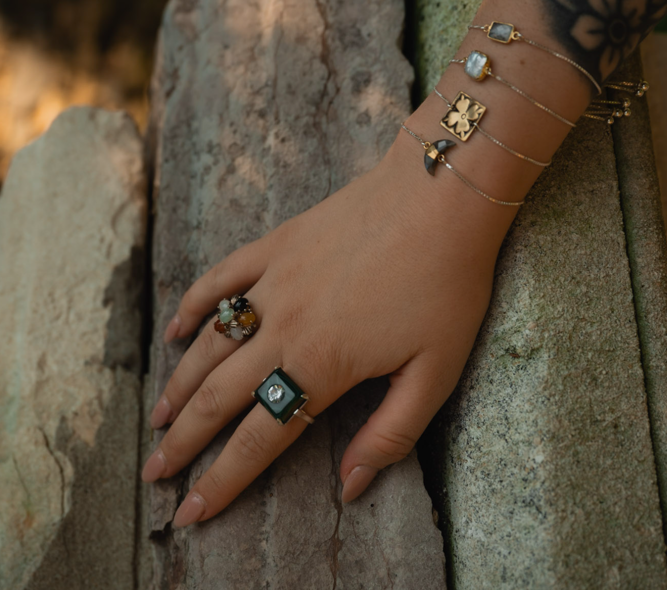 Island Time Vintage Multi Gemstone Ring (size 7)