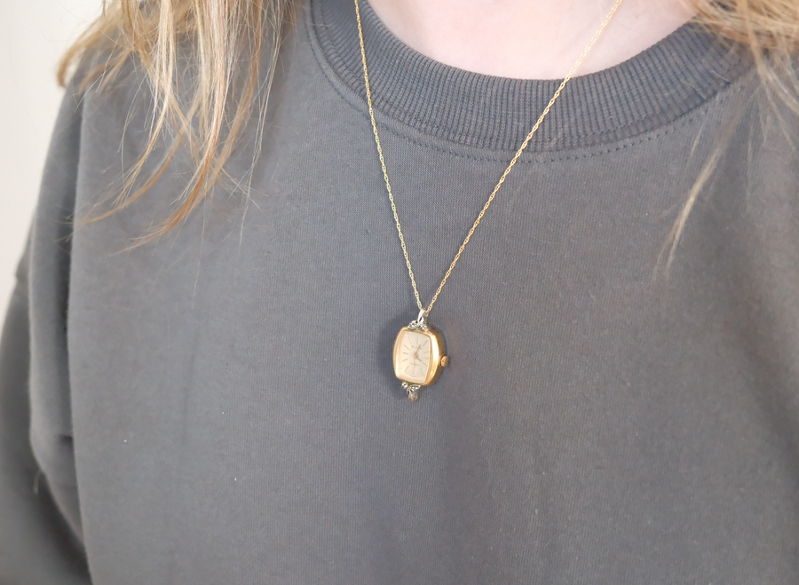 Timelace- Antique Diamond Elgin Watch Necklace - Stone Cooper