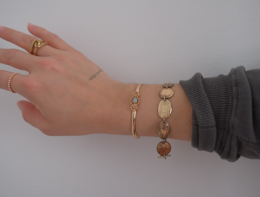 Antique Gold-Fill Locket Link Bracelet