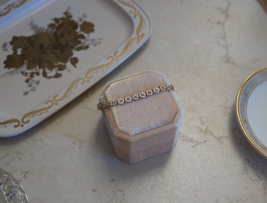 10K Vintage Rosette Diamond Tennis Bracelet