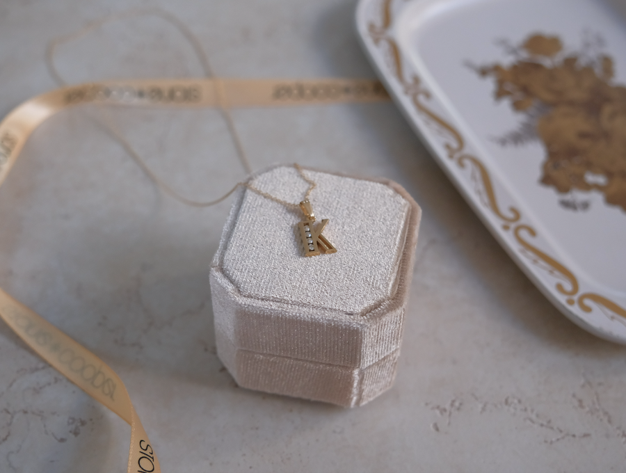 14K Diamond K Necklace