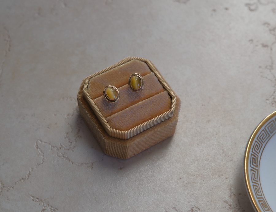 Golden Tiger's Eye Vintage 14k Studs
