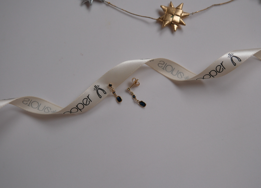 14K Gold Sapphire Vintage Dangle Earrings