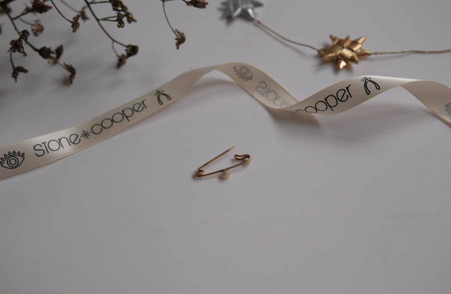 Antique 14K Gold Pearl Safety Pin Charm Holder/Link