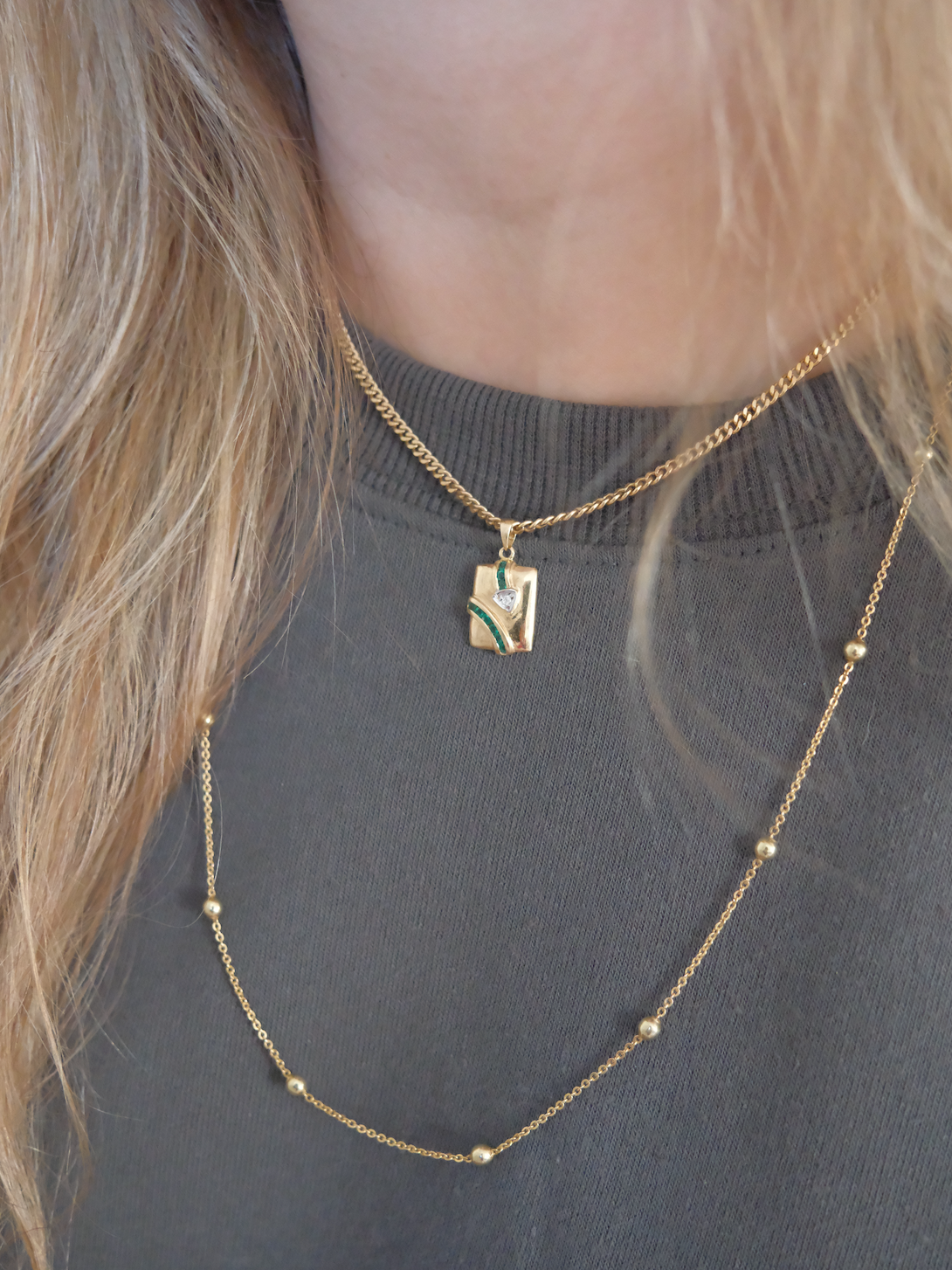 Vintage 14K Gold 26" Bead Necklace