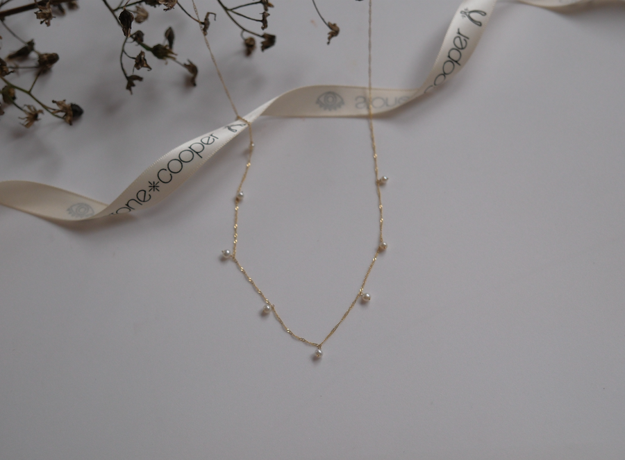 14K Pearl Cascade Drop Necklace