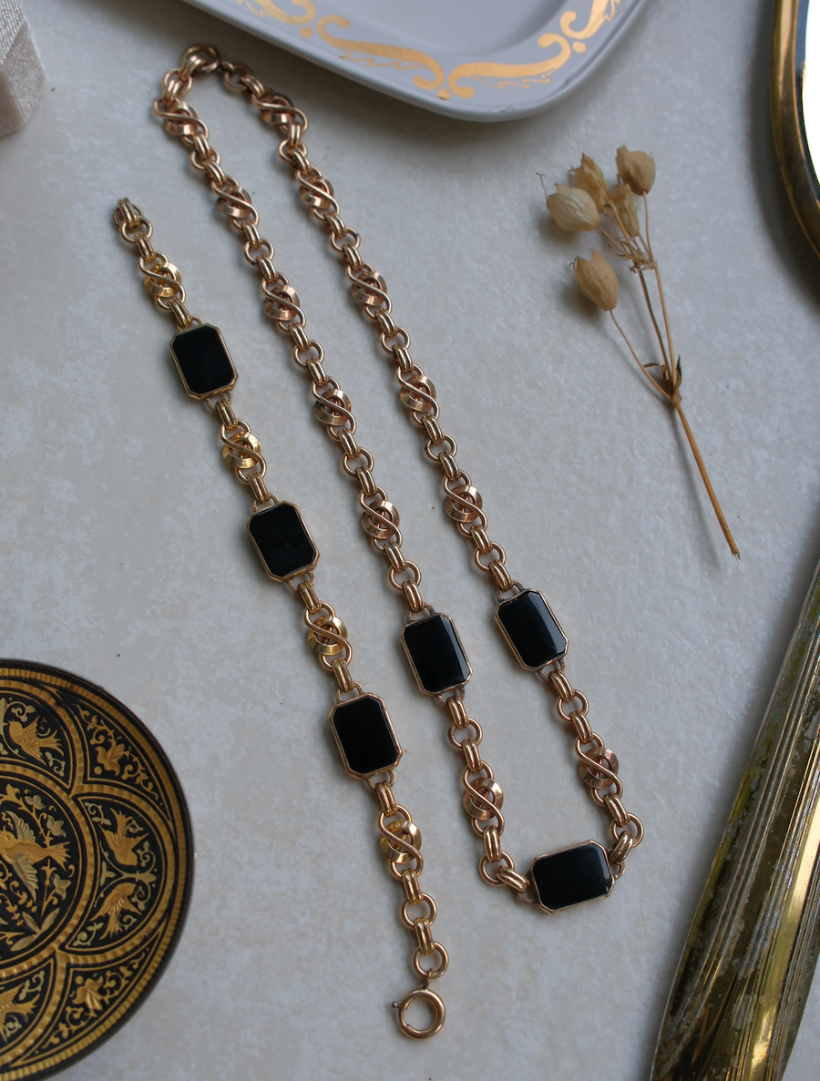 Veronica Onyx Gold-Filled Bracelet & Necklace Set