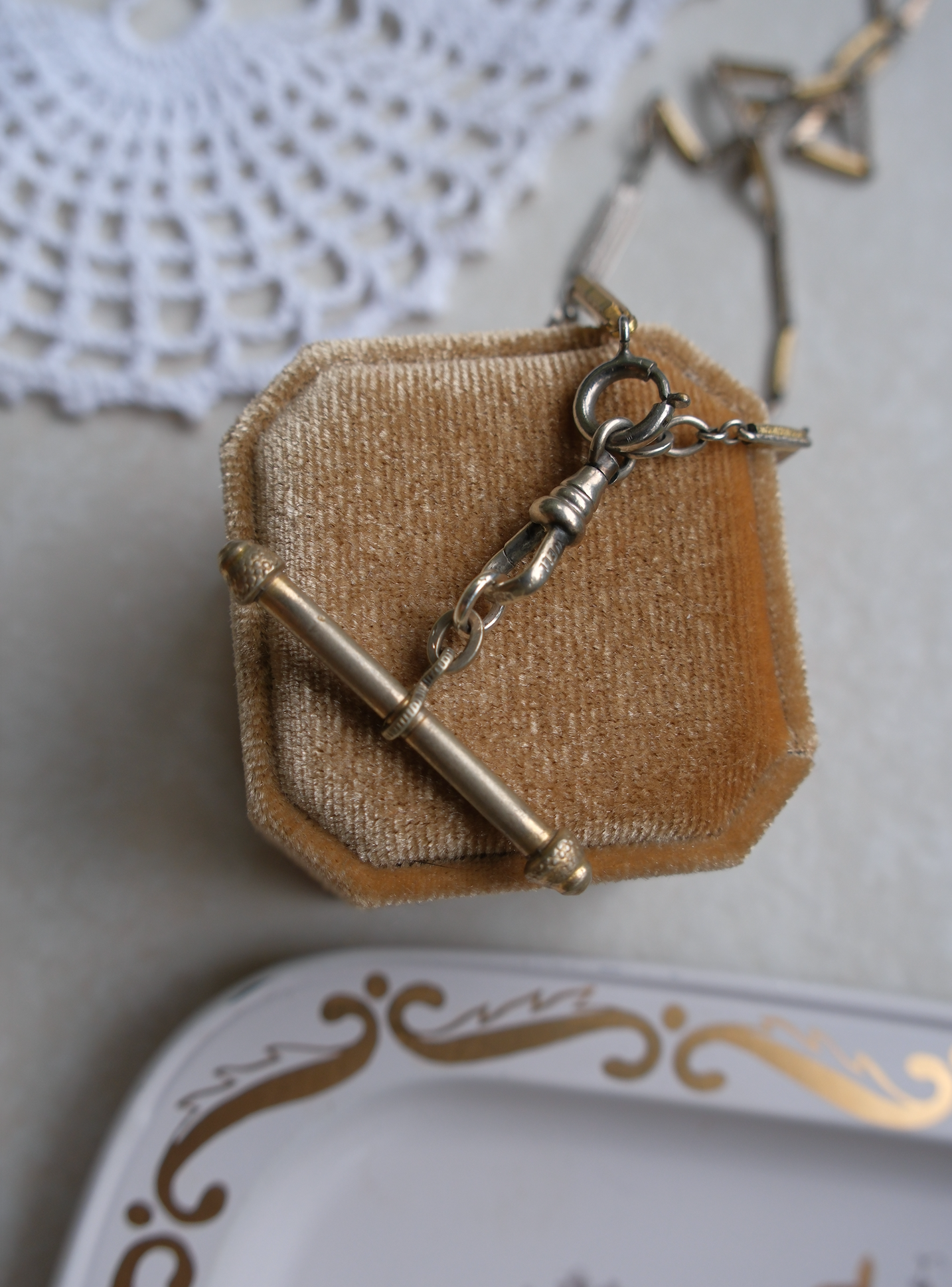 Linda Two-Toned T-Bar, Watch Chain Necklace