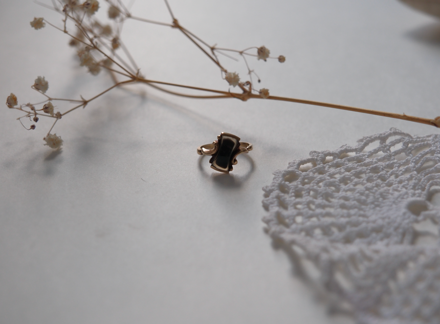 10K Vintage Agate Ring (6.5)