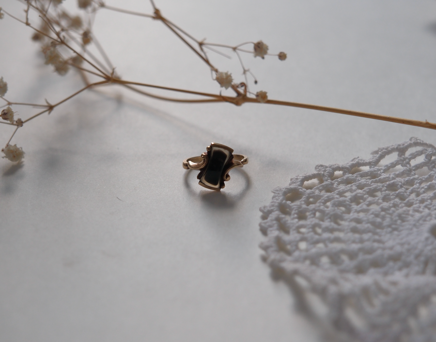 10K Vintage Agate Ring (6.5)