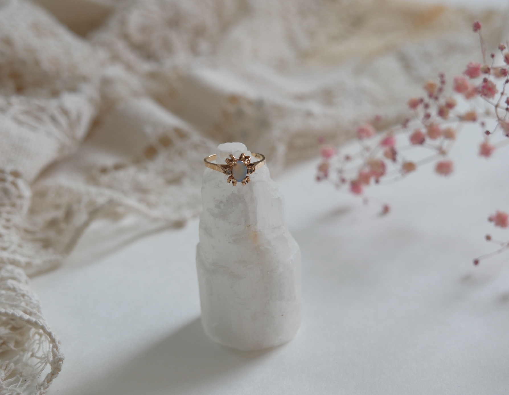 10K Vintage Opal Diamond Ring (6)