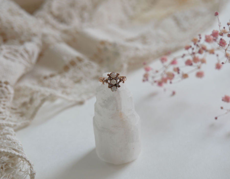 9K Victorian Opal and Seed Pearl Ring (8)