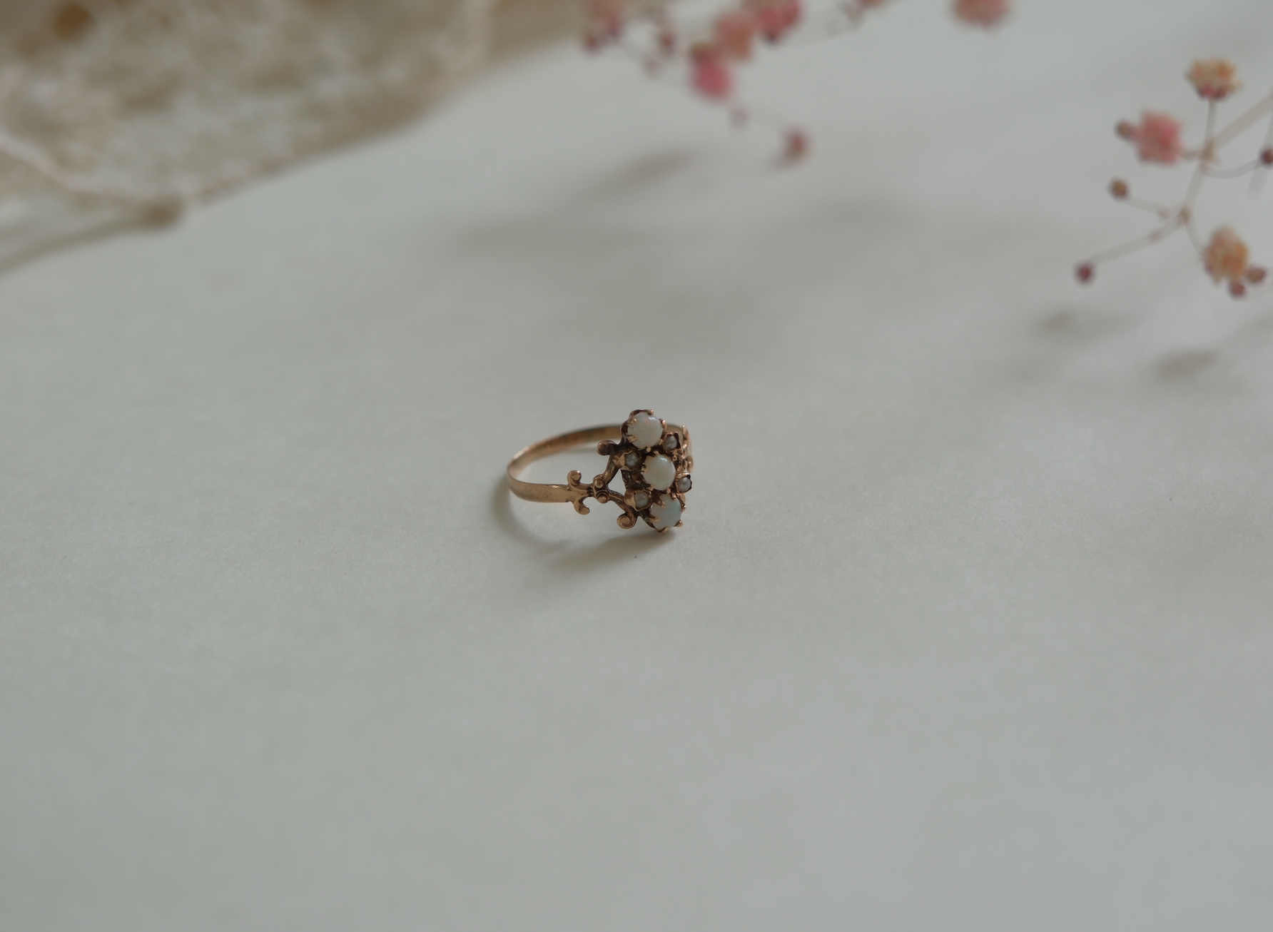 9K Victorian Opal and Seed Pearl Ring (8)