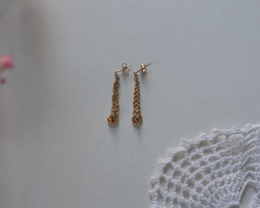 Vintage Diamond Chain Earrings (14K)