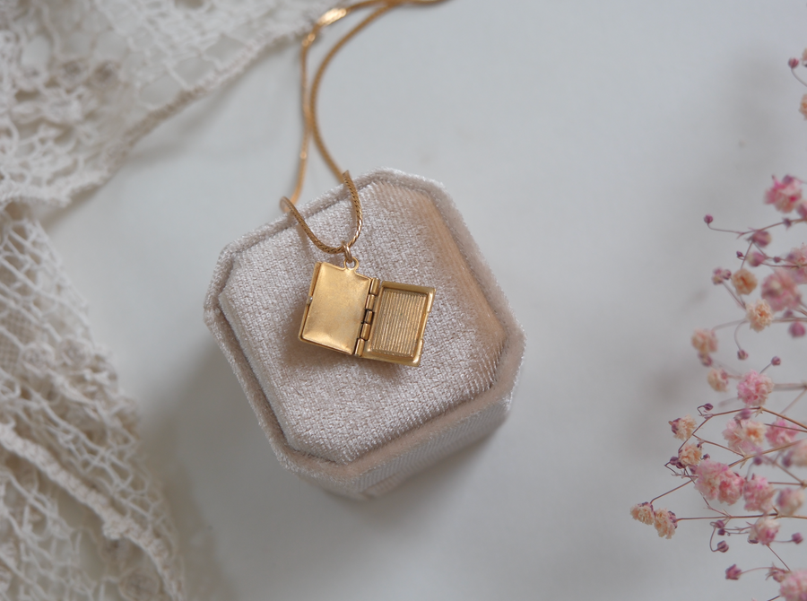 Rosa Guilloché Enamel Floral Book Locket
