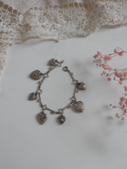 Victorian Puffy Hearts 'Forget Me Not' Sterling Bracelet