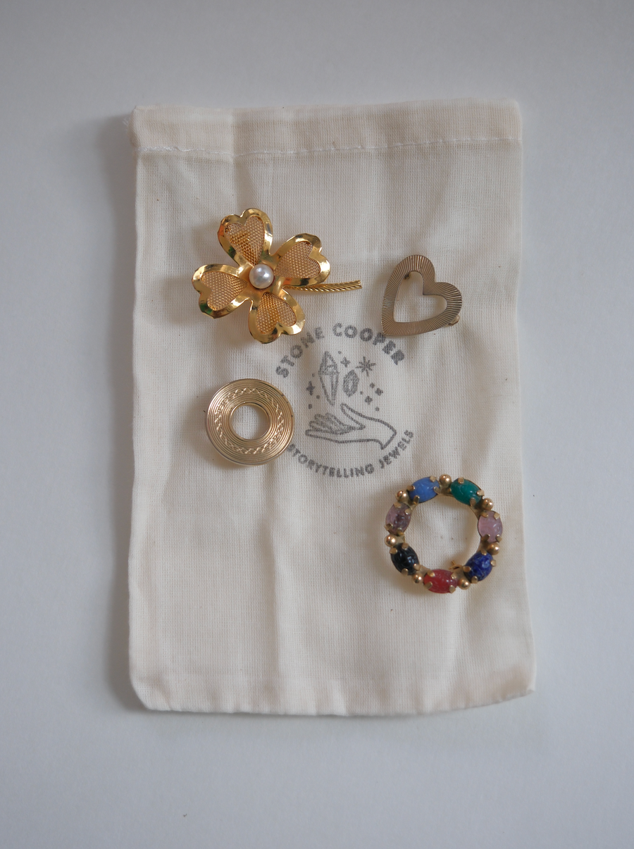 Vintage Lucky Charm Brooch Set - Stone Cooper
