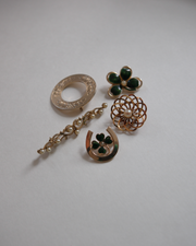 Vintage Signed Clover and Circle Brooch Set - Stone Cooper