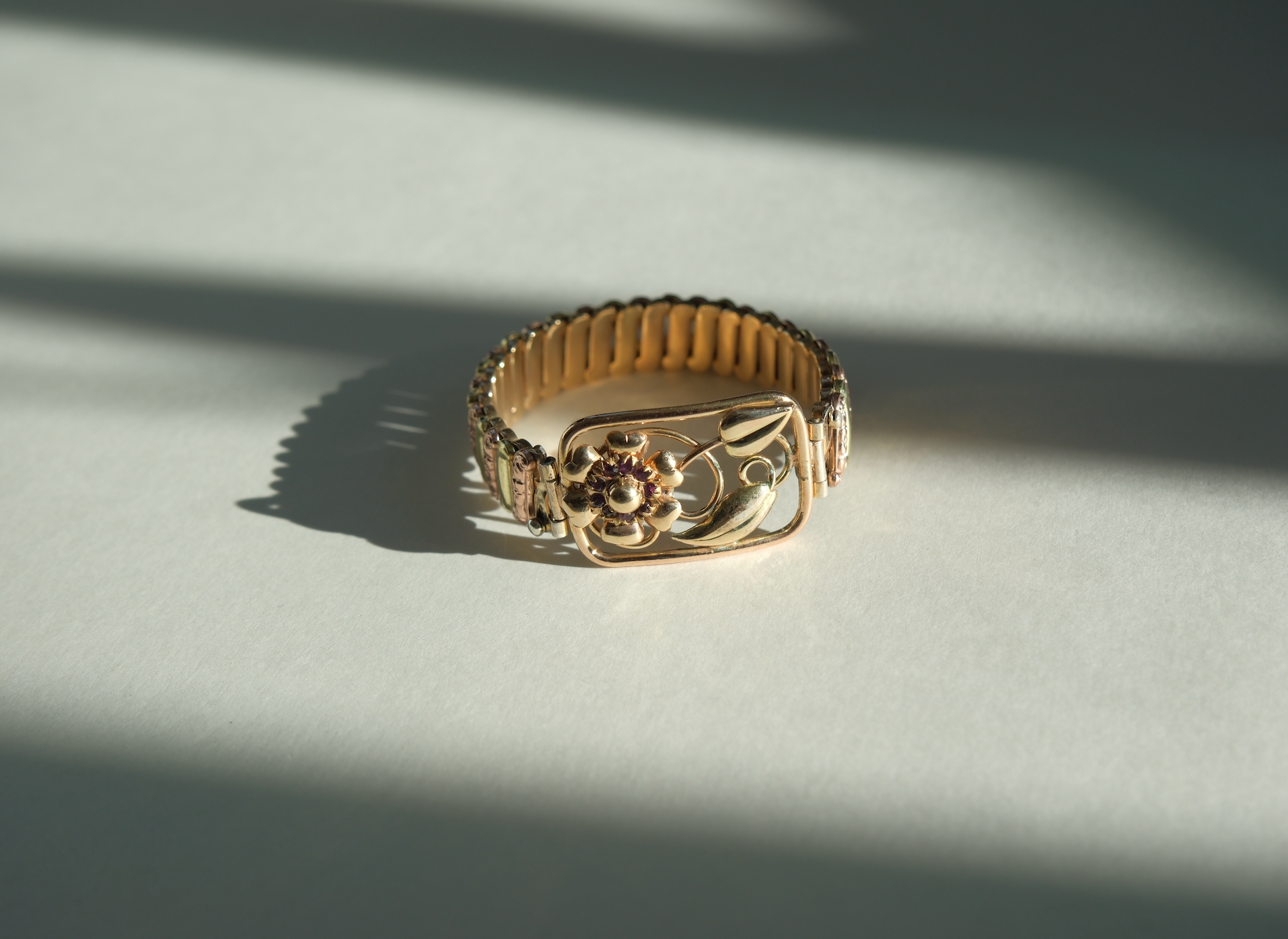 Antique Purple Flower Sweetheart Expansion Bracelet - Stone Cooper