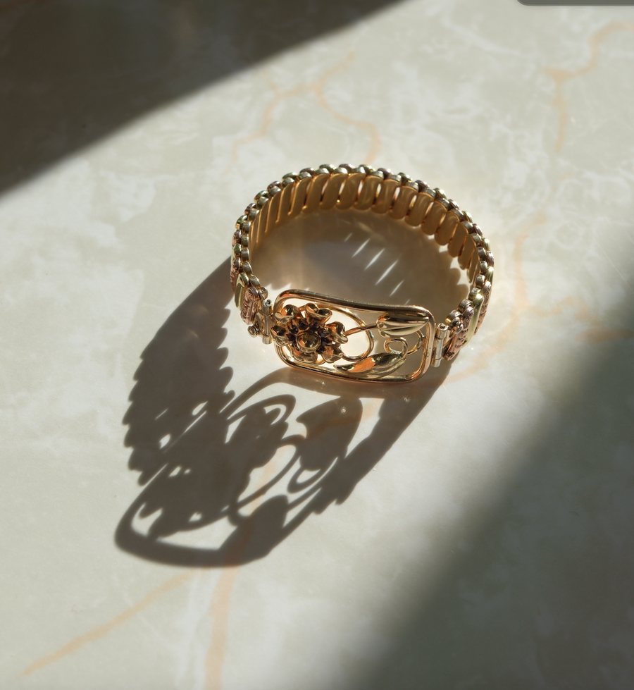 Antique Purple Flower Sweetheart Expansion Bracelet - Stone Cooper