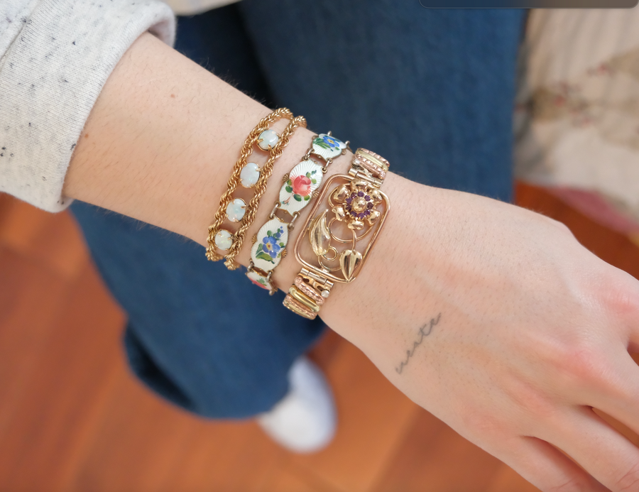 Rilla Opal Chain Antique Bracelet - Stone Cooper