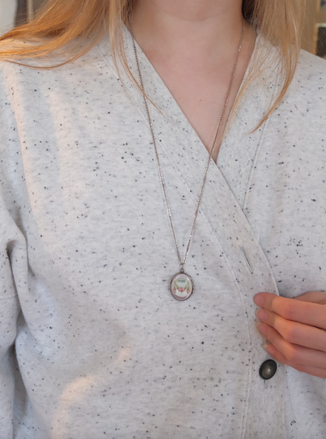 Elka Enameled Sterling Antique Locket - Stone Cooper