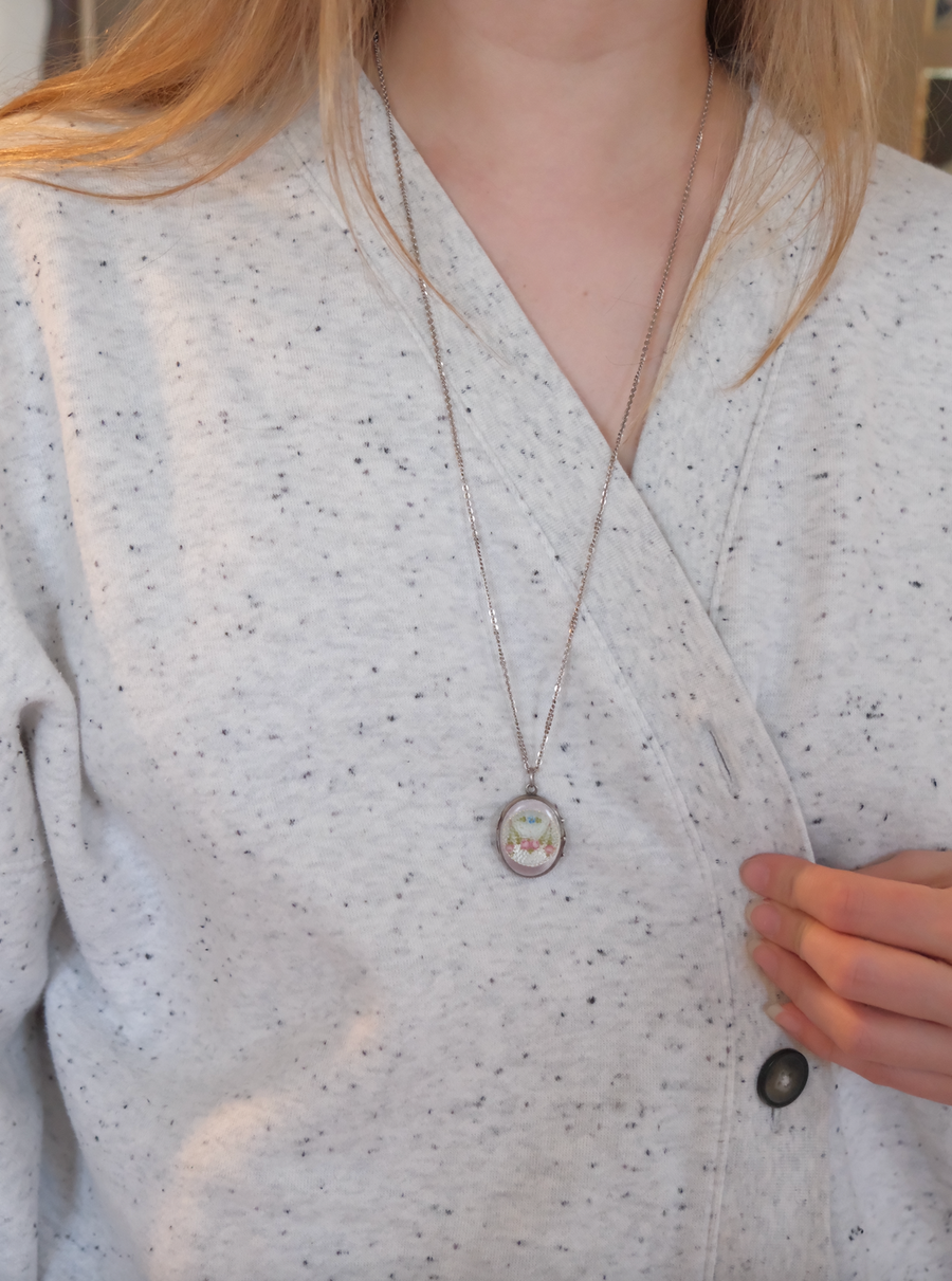 Elka Enameled Sterling Antique Locket - Stone Cooper