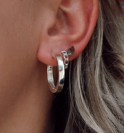 Sterling Chain Huggies - Stone Cooper