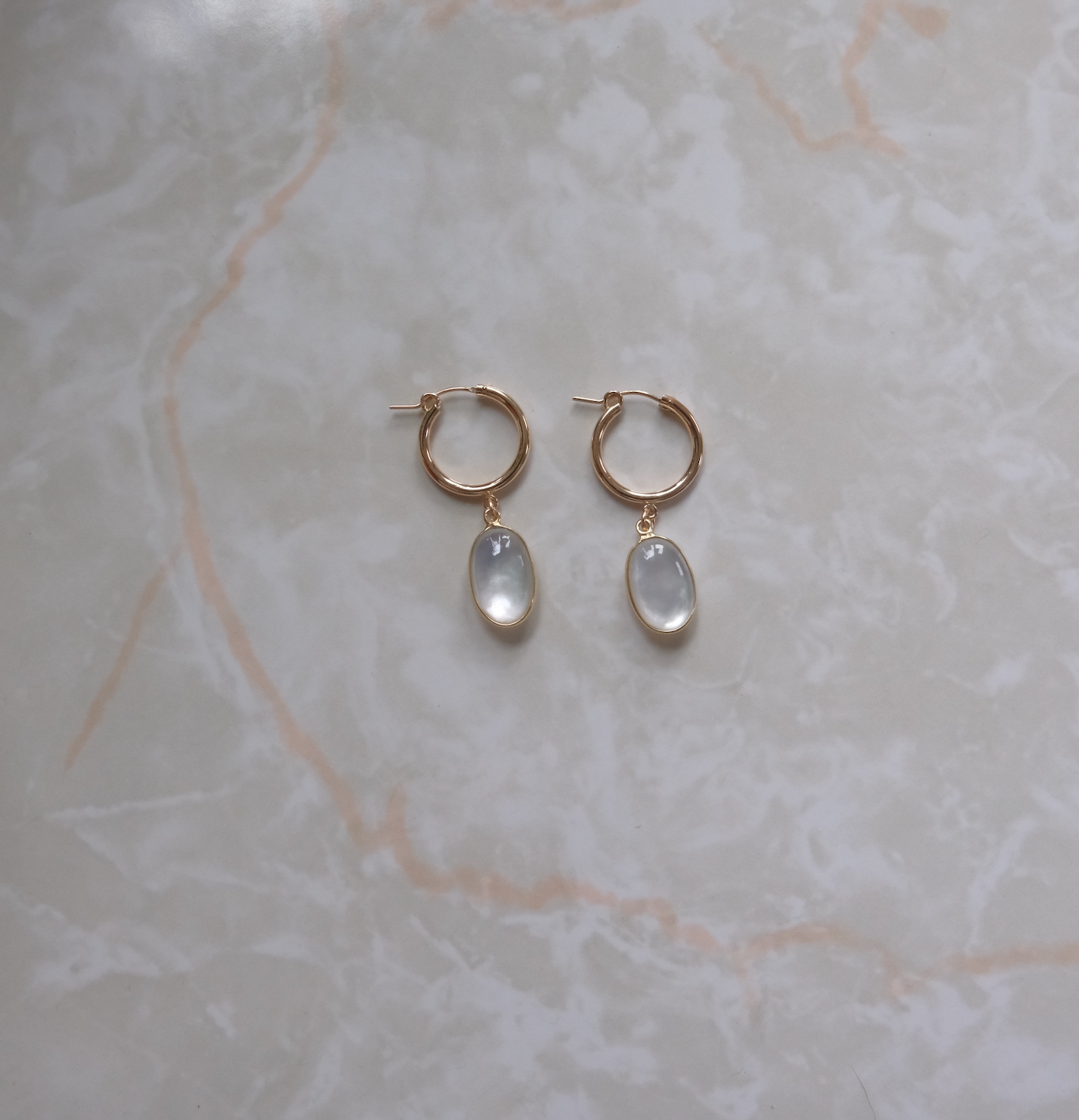 Mother-of-Pearl Sunbeam Hoops - Stone Cooper