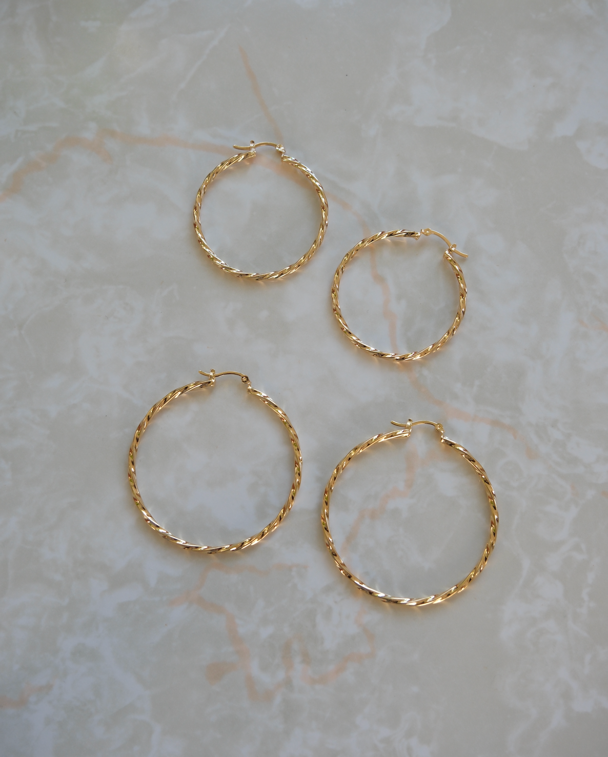 Gold Filled Twist Hoops - 1.5" or 2" - Stone Cooper