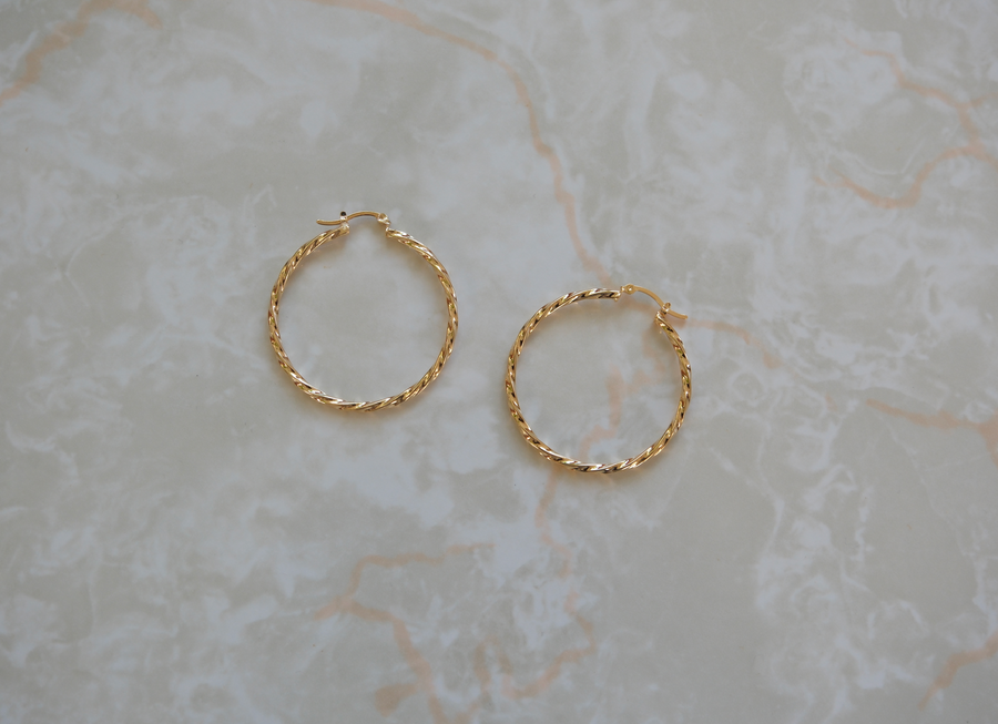 Gold Filled Twist Hoops - 1.5" or 2" - Stone Cooper