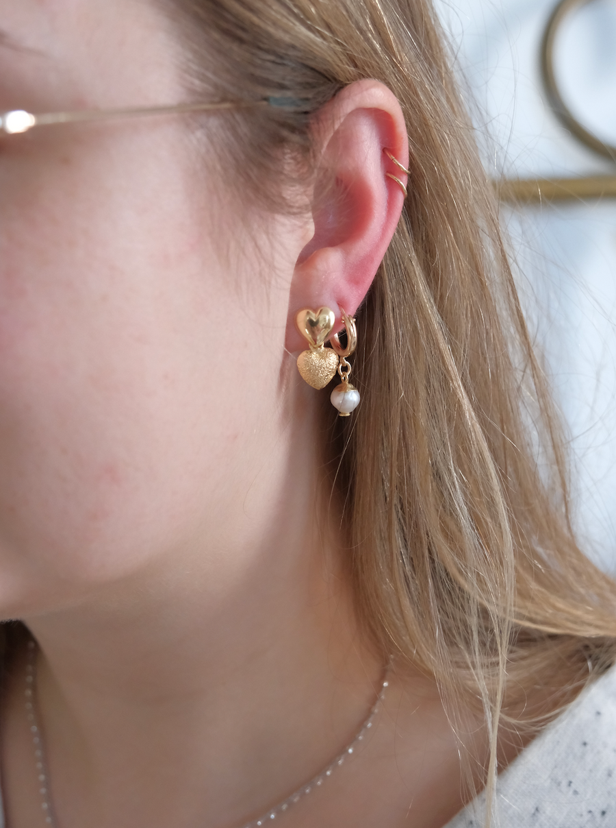 Gold Filled Twin Heart Earrings - Stone Cooper