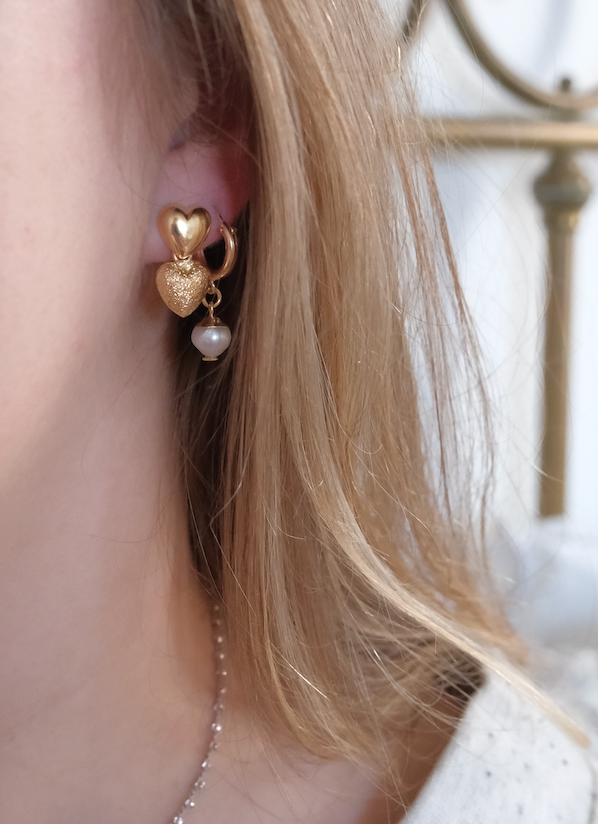 Gold Filled Twin Heart Earrings - Stone Cooper