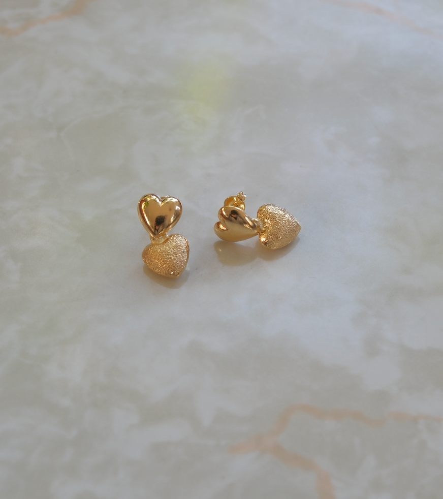 Gold Filled Twin Heart Earrings - Stone Cooper