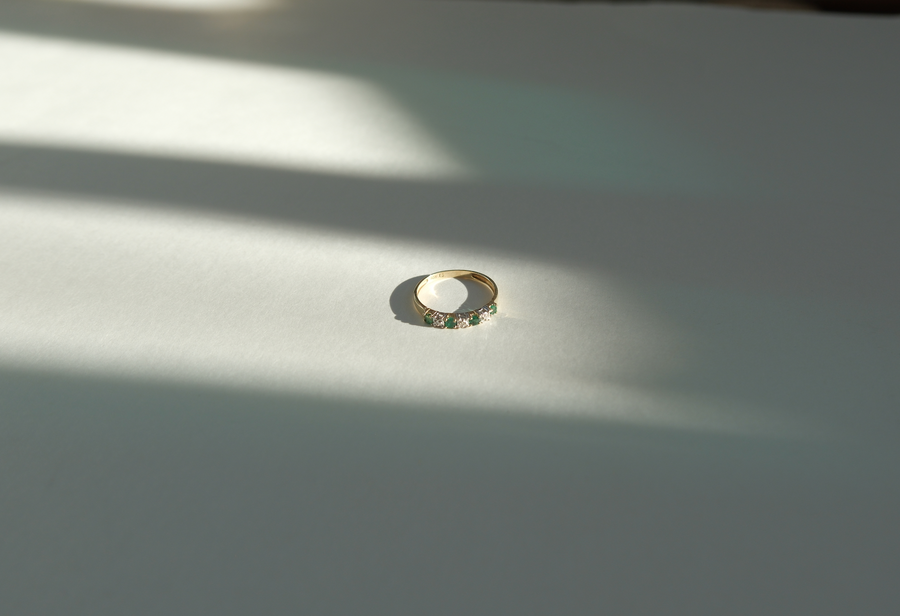 Emerald, Diamond Estate 10K Band (7) - Stone Cooper