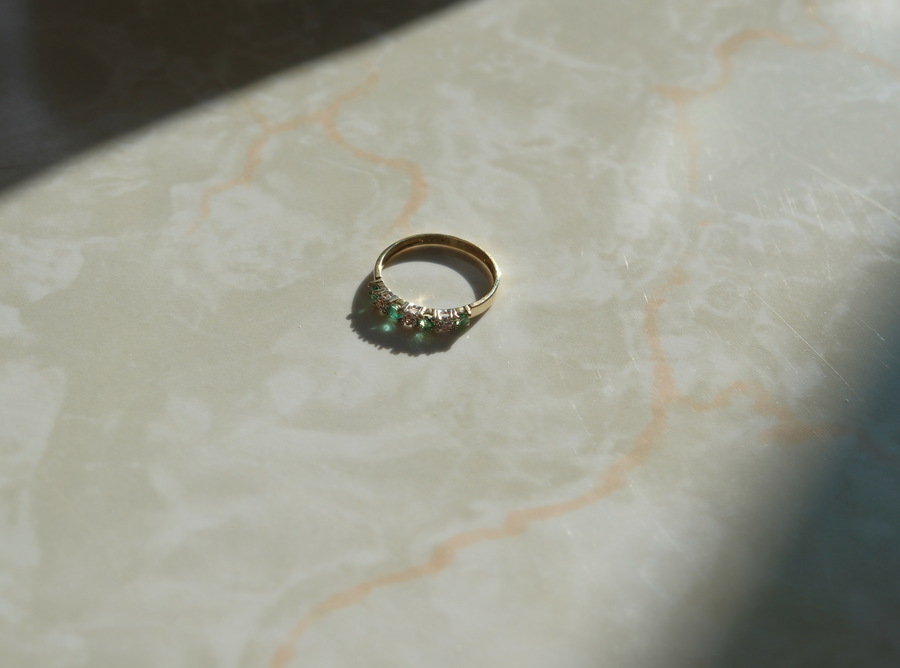 Emerald, Diamond Estate 10K Band (7) - Stone Cooper