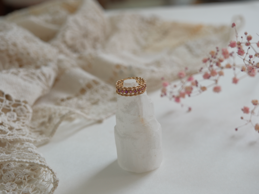 10K Vintage Ruby Braid Ring (7) - Stone Cooper