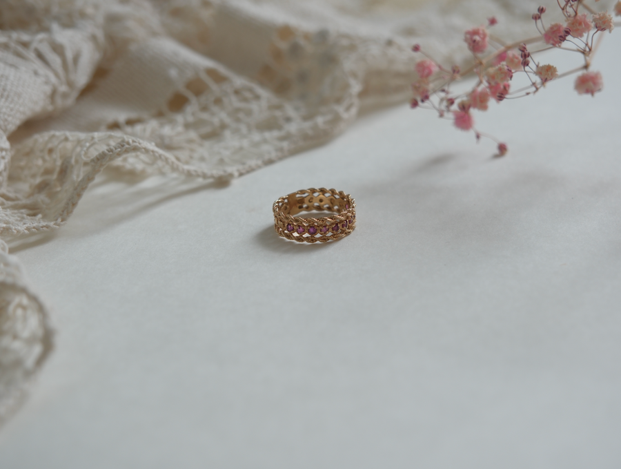 10K Vintage Ruby Braid Ring (7) - Stone Cooper